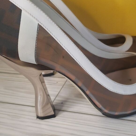 FENDI Colibri FF Monogram Mesh And Leather Heels - Picture 10 of 12